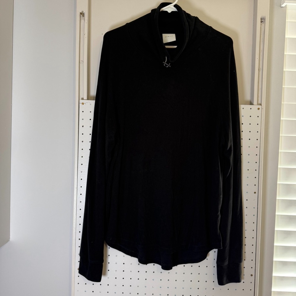 Varley Sweatshirt Women's Medium Black Viscose Cinched Funnel-Neck Pullover